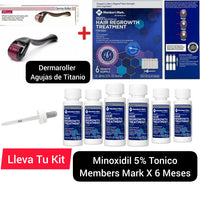 Kit Minoxidil 5% Tónico Members Mark X 6 Meses+ 1 DermaRoler