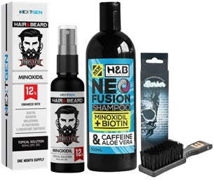 Minoxidil NextGen 12%, Shampoo H&B 500ml, Cepillo Barba