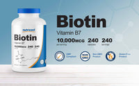 Nutricost biotin (vitamina b7) 10,000mcg 240 cápsulas